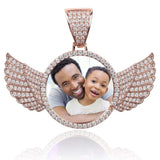 Personalized Photo Necklace With Two Angel Wings