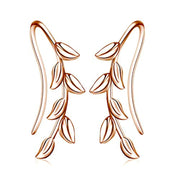 Sterling Silver Rose Gold Plated Leaf Ear Climber Crawler Earrings