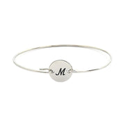 925 Sterling Silver Personalized Single Initital Bangle From A to Z