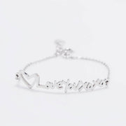 925 Sterling Silver Personalized Heart Handwriting Name Bracelet Adjustable 6”-7.5”