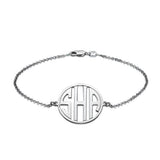 925 Sterling Silver Personalized  Block Monogram Bracelet Length Adjustable 6”-7.5”