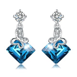 925 Sterling Silver Super Cool Blue Crystal Butterfly Drop Earrings