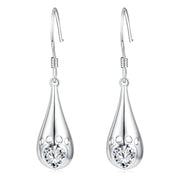 925 Sterling Silver Water Droplets Crystal Drop Earrings