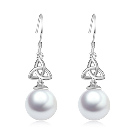 925 Sterling Silver Pearl Elegant Drop Earrings For Women Friends