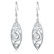 925 Sterling Silver Oval Peacock Drop Earrings