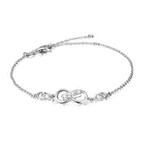 925 Sterling Silver Infinity Cubic Zircon Adjustable Chain Bracelet For Women