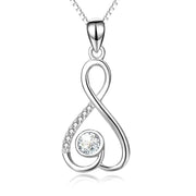 925 Sterling Silver Infinity Heart Cubic Zirconia Pendant Necklace