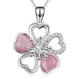 925 Sterling Silver Flower Cubic Zirconia Pendant Necklace