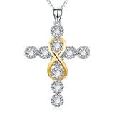 925 Sterling Silver Infinity Cross Religious Pendant Necklace