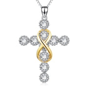 925 Sterling Silver Infinity Cross Religious Pendant Necklace