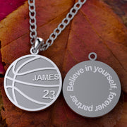 Basketball necklace with custom inspirational text