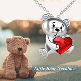 Bear Crystal Pendant Necklace Jewelry in White Gold Plated Sterling Silver