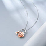 3D Rose Flower Pendant Necklace 18 inch Chain for Women Girl 925 Sterling Silver