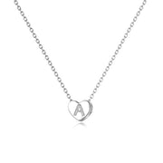 Sterling Silver Initial Alphabet Letter A Heart Choker Necklace