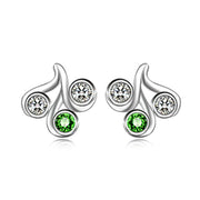 925 Sterling Silver Simulated Peridot Stud Earrings With Green Crystals,August Jewelry