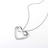 Infinity Heart Love Pendant 925 Sterling Silver Cubic Zirconial Rolo 18" Chain Necklace