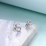 Initial Earrings in 925 Sterling Silver with Cubic Zirconial 26 Letter Alphabet Jewelry for Women Teen Girl