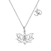 Sterling Silver Pendant Necklace with Om Symbol Cubic Zirconial Lotus Flower Jewelry Necklaces