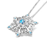 925 Sterling Silver Snowflake Pendant Necklace Blue and White Fleur De Lis, Romantic Jewelry