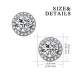 925 Sterling Silver Round Cubic Zirconial 10 mm Halo Stud Earrings for Women