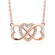 Collar de corazón de amor infinito de plata de ley con circonita cúbica para mujer, mamá, esposa, amante