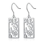 925 Sterling Silver Birds Branch Countryside View Good Luck Drop Earrings for Women Daughter Girlfriend