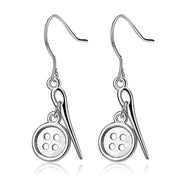 925 Sterling Silver Button Needle Drop Earrings for Women Daughter Girlfriend