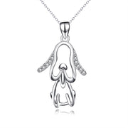 925 Sterling Silver Lovely Dog Pendant with Chain Necklace