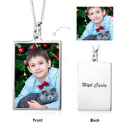 Personalized Color Photo&Text Dogtags Necklace in  14K Gold Adjustable 16”-20”