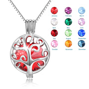 925 Sterling Silver Twelve Months Bithstones Life Tree Pendant Necklace