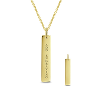 14K Gold Personalized  Engravable Vertical Bar Necklace Adjustable 16”-20”-White Gold/Yellow Gold/Rose Gold