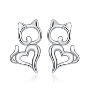 925 Sterling Silver Charming Action Cat Studs