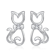 925 Sterling Silver Gentle Cat Jewelry Studs