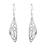 925 Sterling Silver Chinese Style Pattern Drop Earrngs