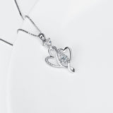 925 Sterling Silver Interwined Hearts  With Jewelry Necklace