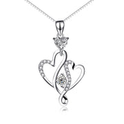 925 Sterling Silver Interwined Hearts  With Jewelry Necklace