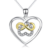 925 Sterling Silver Double Heart Pendant With Adjustable Chain Necklace