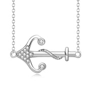 925 Sterling Silver Crystal Arrow Pendant With Adjustable Chain Necklace