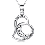 925 Sterling Silver Eternal Love Moon Love Heart Necklace