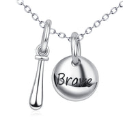 925 Sterling Silver Brave Round Oval Pendant Necklace