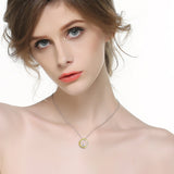 925 Sterling Silver Two-Tone Crystal Round Lucky Necklace