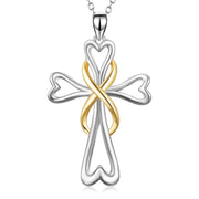 925 Sterling Silver Infinity Heart Cross Necklace