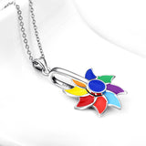 925 Sterling Silver Eight Color Windmill Lucky Pendant Necklace