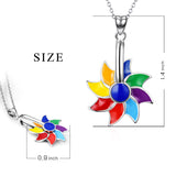 925 Sterling Silver Eight Color Windmill Lucky Pendant Necklace