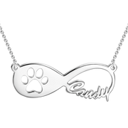 Pawprint Infinity Name Necklace-Silver/14K Gold